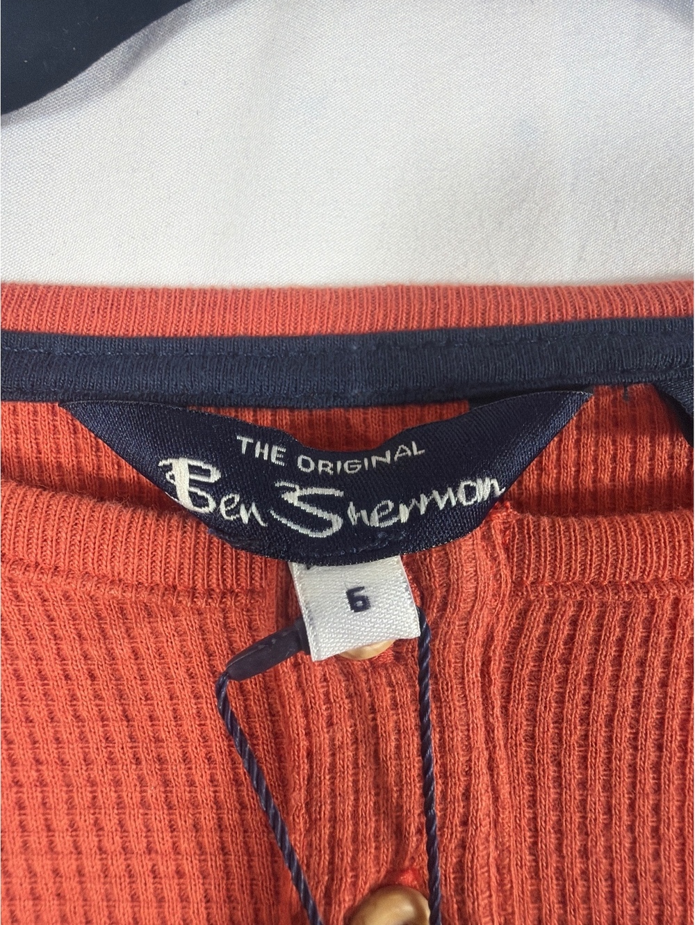 Ben Sherman kids Orange Waffle Knit Long Sleeve Shirt Size 6 - Picture 3 of 7